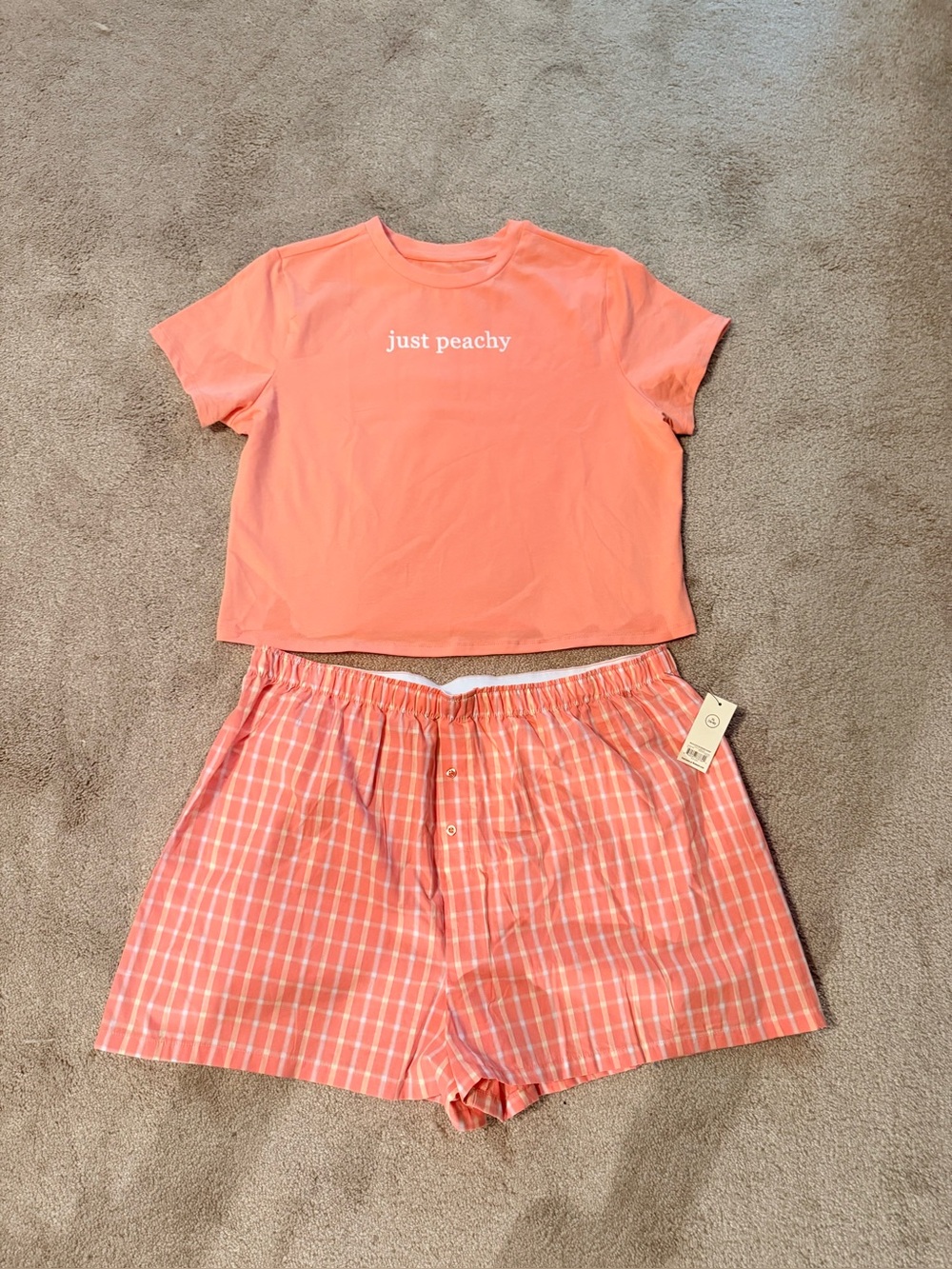 Women’s Just peachy tank and boxer shorts pjs size XL
